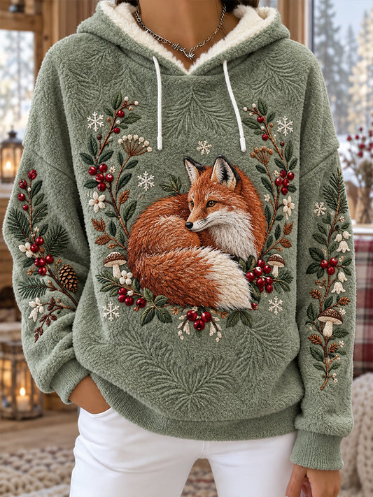 Frauen Winter Tiere Flanell Hoodie