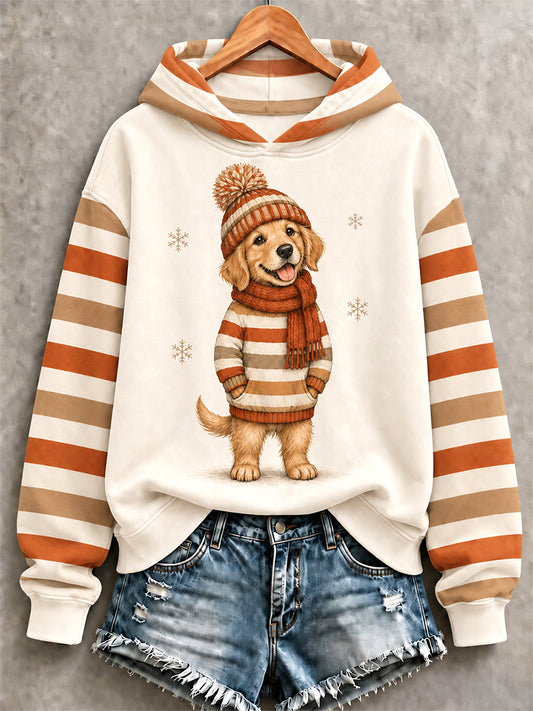 Damen-Sweatshirt mit süßem Winter hund druck