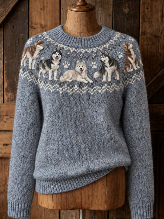 Damen-Pullover mit süßem Welpen-Design, lässiger Raglan-Ärmel