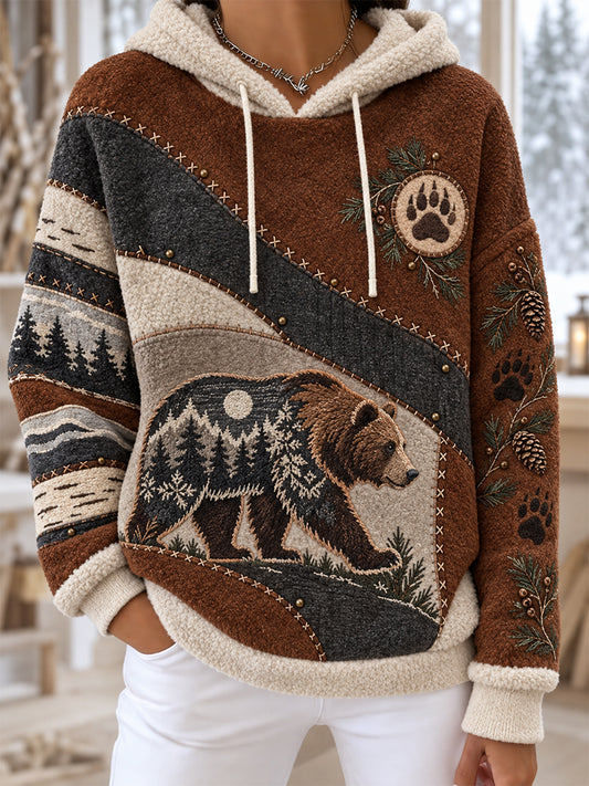 Damen-Winter-Hoodie aus Flanell mit Tiermotiven