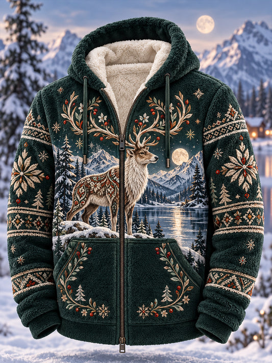 Herren Nordic Forest Tier Flanell Kapuzen jacke