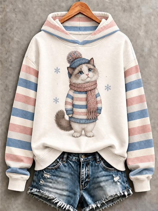Damen-Sweatshirt mit niedlichem Hundeaufdruck für den Winter, lässig geschnitten