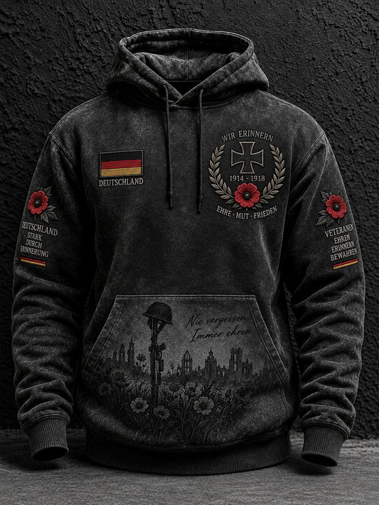 Herren-Kapuzenpullover mit langen Ärmeln und Aufdruck zum Gedenken an Veteranen
