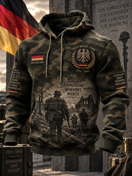 Herren-Kapuzenpullover mit langen Ärmeln und Aufdruck zum Gedenken an Veteranen
