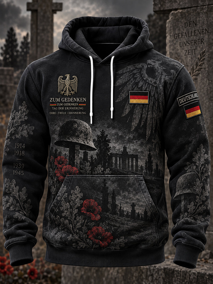 Herren-Kapuzenpullover mit langen Ärmeln und Aufdruck zum Gedenken an Veteranen