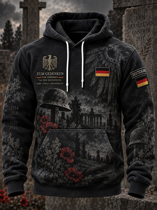 Herren-Kapuzenpullover mit langen Ärmeln und Aufdruck zum Gedenken an Veteranen
