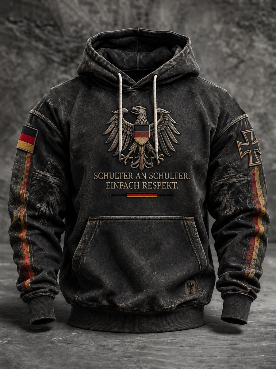 Herren-Volkstrauertag-Kapuzenpullover in Übergröße mit abfallenden Schultern und Taschen