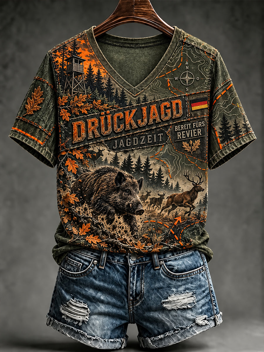 Damen-T-Shirt mit kurzen Ärmeln zur deutschen Jagdsaison