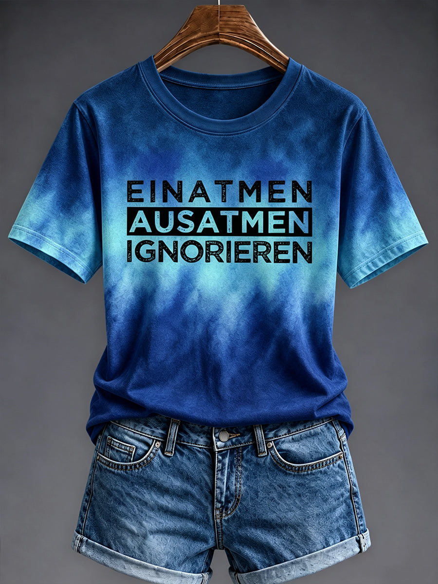 Frauen Lustiges deutsches Slogan-Print-lässiges T-Shirt