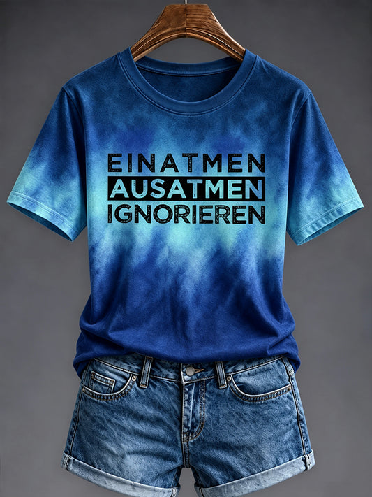 Frauen Lustiges deutsches Slogan-Print-lässiges T-Shirt