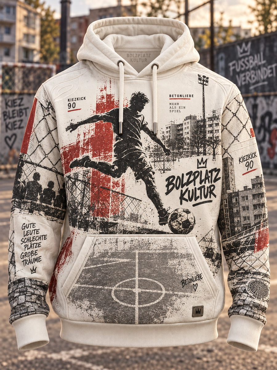 Herren-Bolzplatzkultur Oversized-Kapuzenpullover mit abfallender Schulter und Taschen