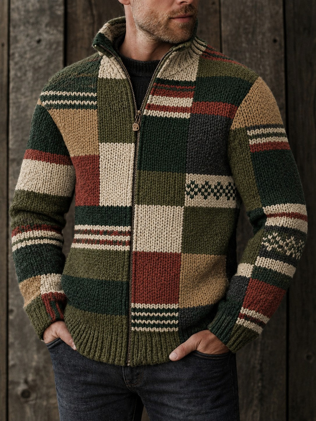 Herren-Fleece jacke aus Verbund material