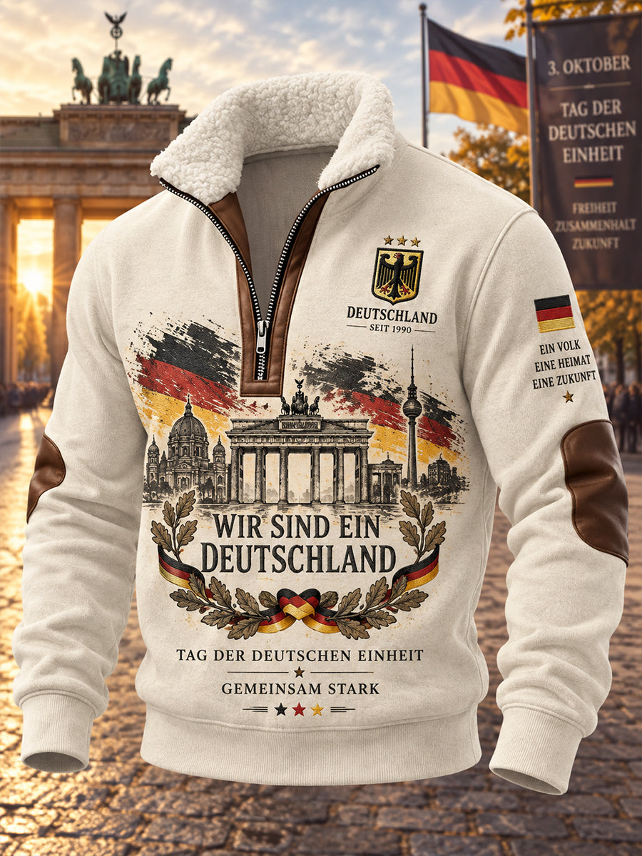 Herren-Einheitsday-Gedenkdruck Mock-Neck-Langarm-Sweatshirt