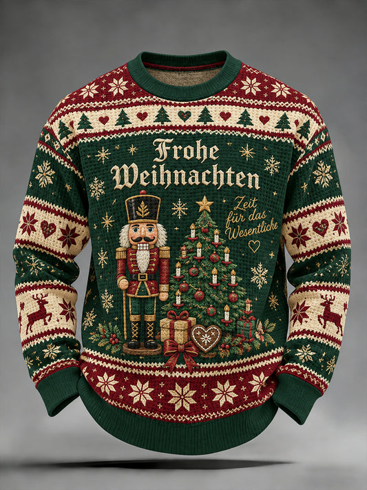 Herren-Longsleeve im Waffelstrick mit weihnachtlichem Print