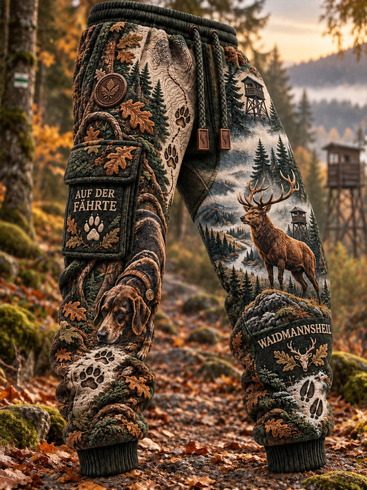 Herren-Herbstmode-Laufhose mit Jagdmotiv, lässige Sweatpants