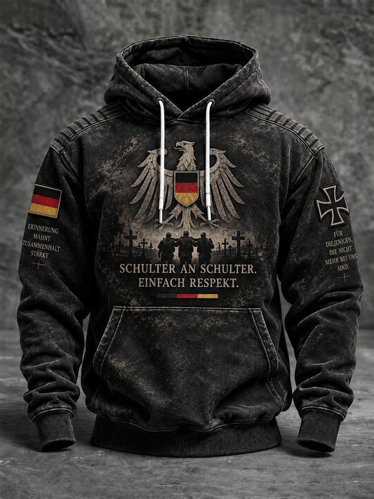 Herren-Volkstrauertag-Kapuzenpullover in Übergröße mit abfallenden Schultern und Taschen