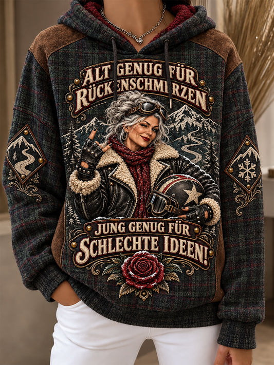 Frauen Humorvoller Slogan Flanell Hoodie