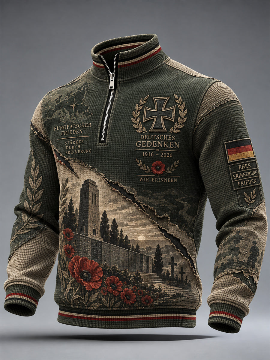 Herren-Gedenktag-Waffel-Longsleeve-T-Shirt
