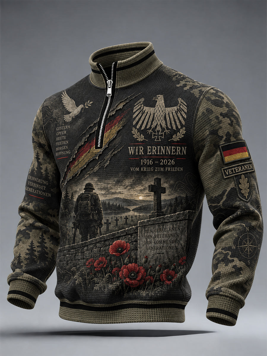 Herren-Gedenktag-Waffel-Longsleeve-T-Shirt