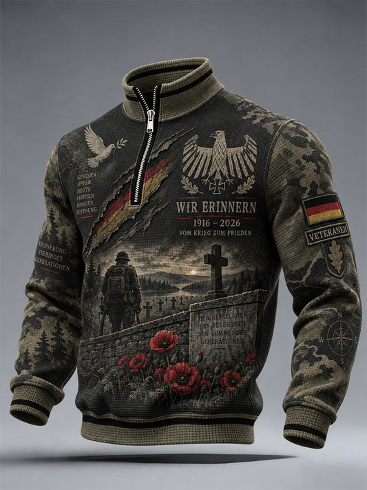 Herren-Gedenktag-Waffel-Longsleeve-T-Shirt