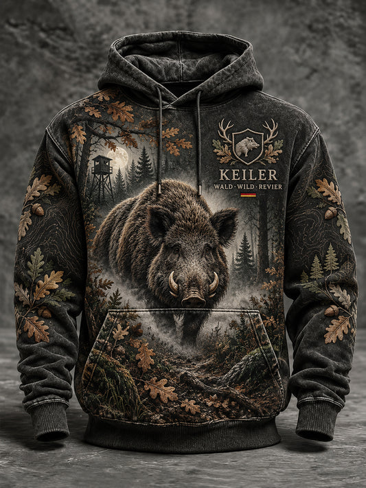 Herren-Hoodie in Übergröße mit abfallender Schulter und Taschen – deutsche Jagdsaison