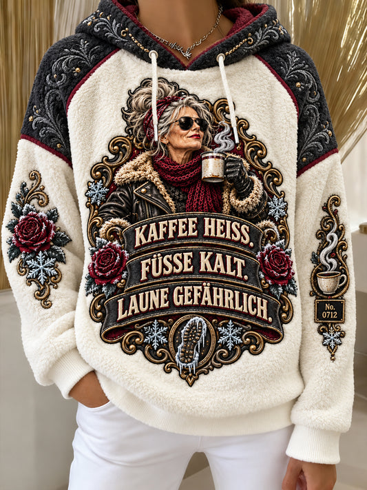 Frauen-Kapuzenpullover aus Flanell mit humorvollem Spruch