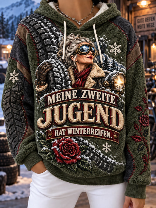 Frauen-Kapuzenpullover aus Flanell mit humorvollem Spruch