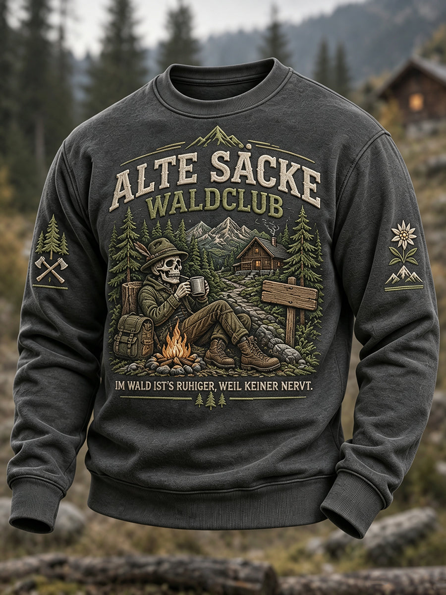 Lustiges Herren-Sweatshirt im Outdoor-Stil von WALD & BERG mit Rundhalsausschnitt