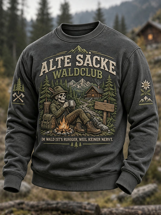Lustiges Herren-Sweatshirt im Outdoor-Stil von WALD & BERG mit Rundhalsausschnitt