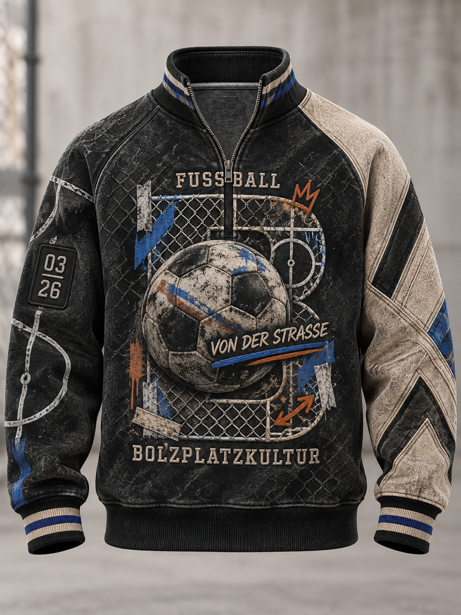 Herren Bolzplatz kultur Half-Zip-Ständer kragen Sweatshirt