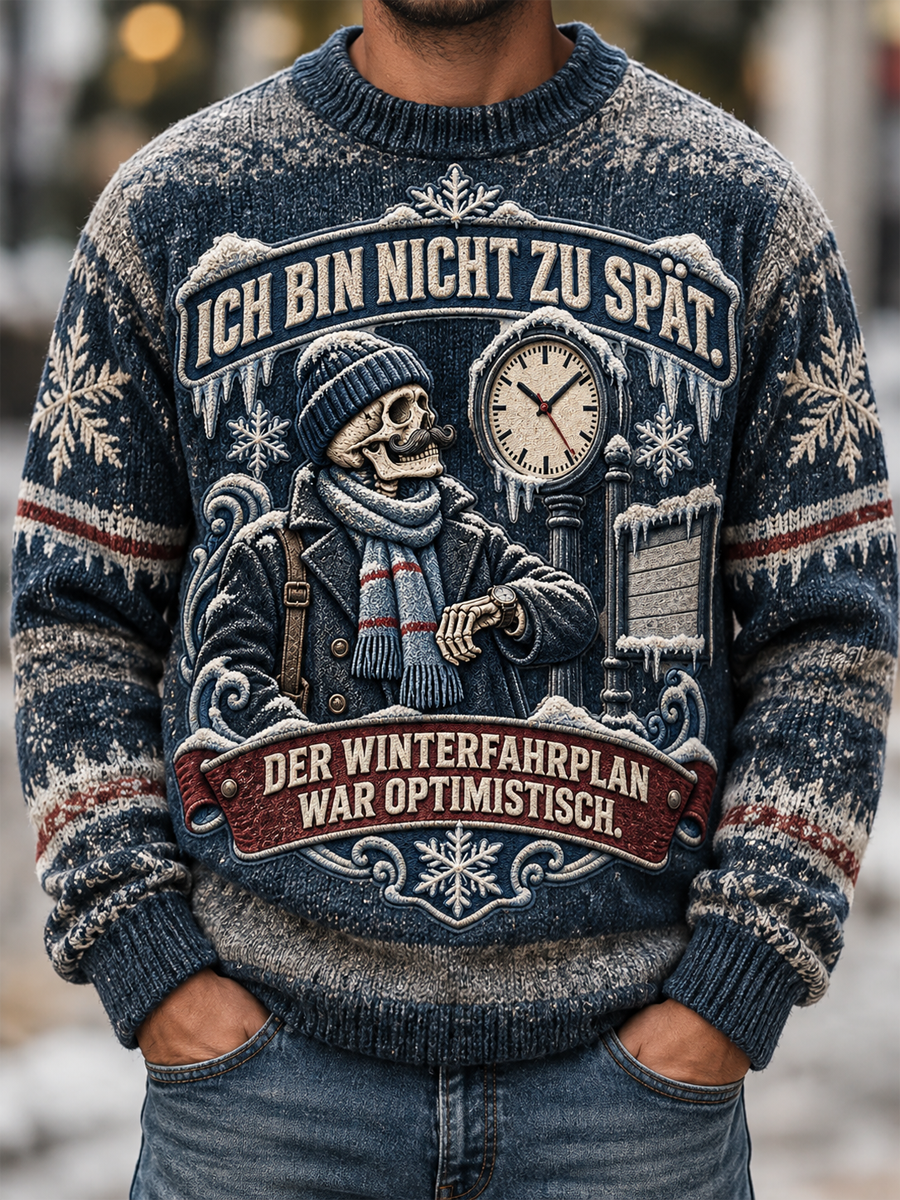 Herren-Pullover mit humorvollem Slogan-Imitat
