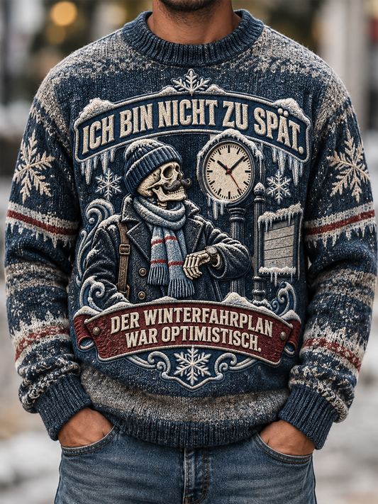 Herren-Pullover mit humorvollem Slogan-Imitat