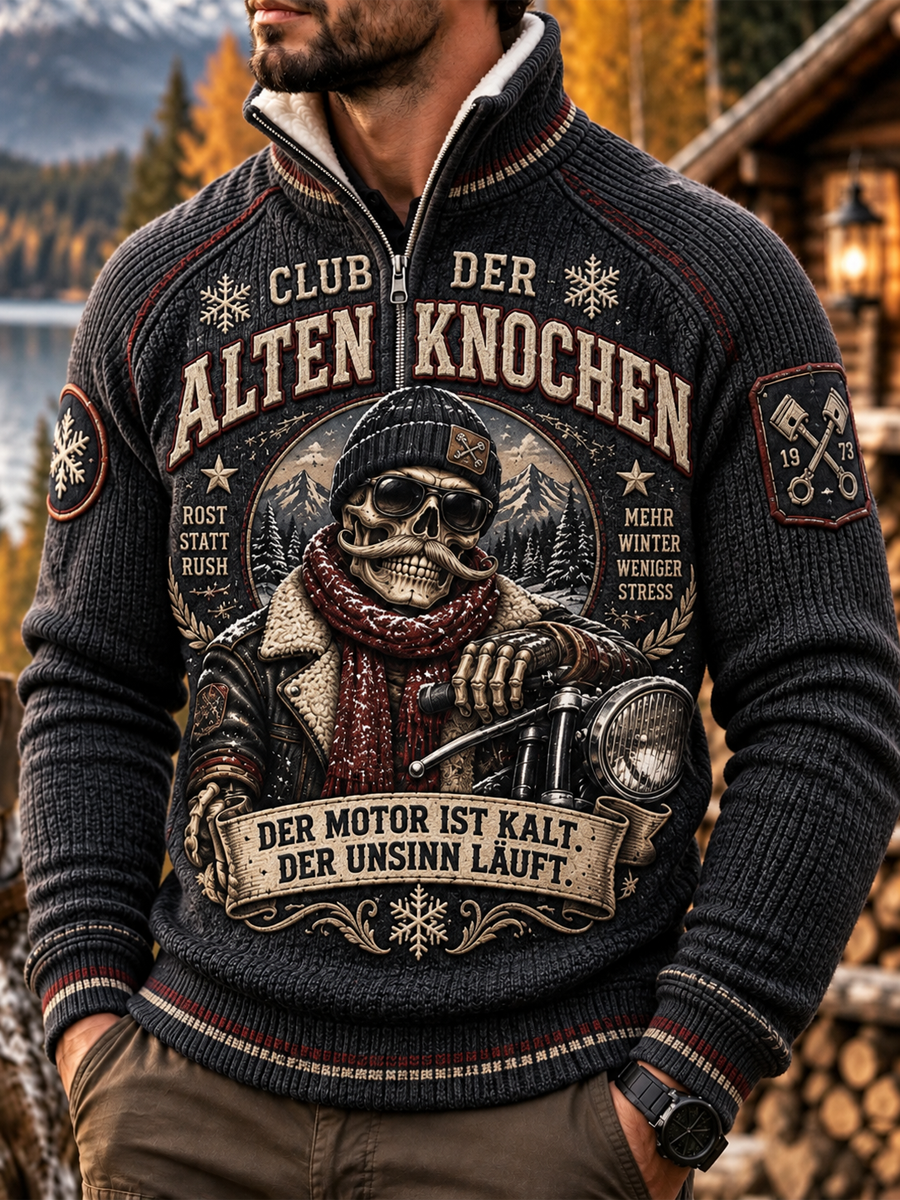 Herren-Hoodie mit humorvollem Spruch, lässig, mit Pelzkragen und Reißverschluss