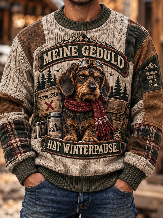 Herren-Pullover mit humorvollem Slogan-Imitat