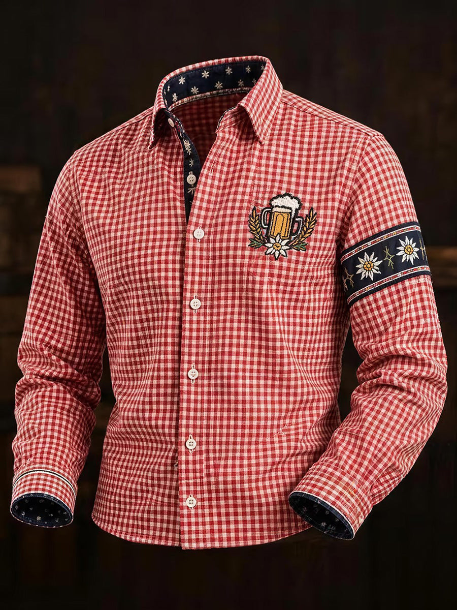 Herren-Oktoberfest-Stil Freizeithemd mit langen Ärmeln