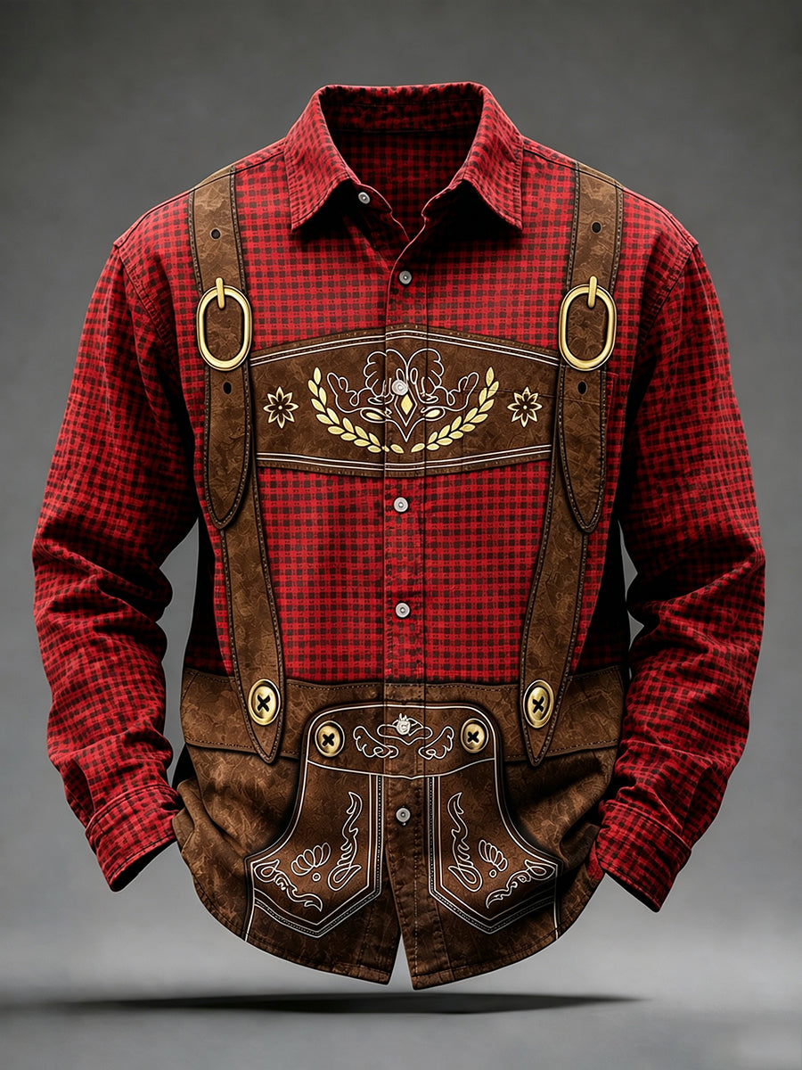 Herren-Oktoberfest-Stil Freizeithemd mit langen Ärmeln