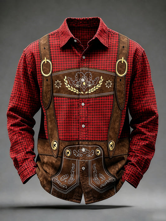 Herren-Oktoberfest-Stil Freizeithemd mit langen Ärmeln