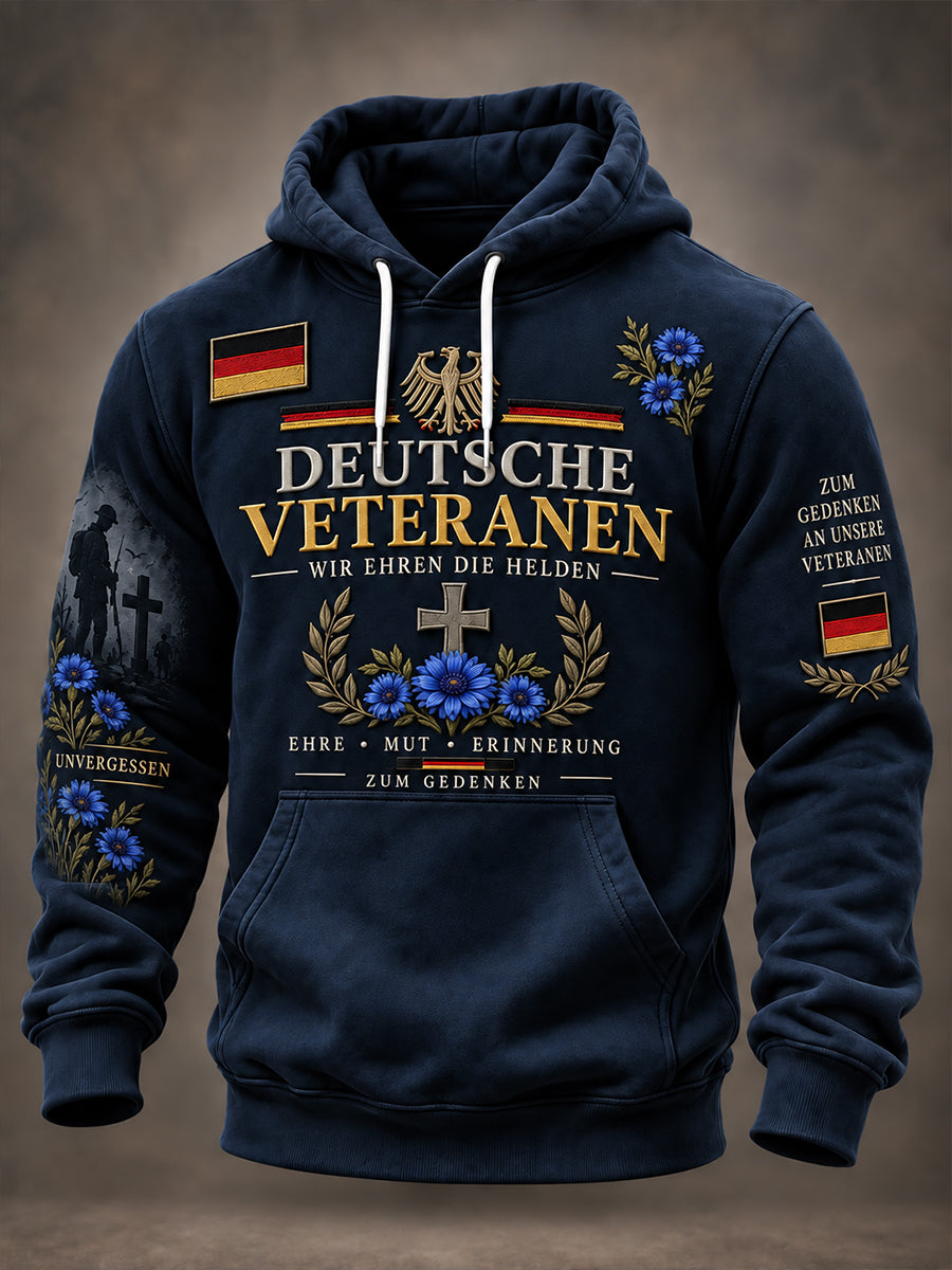 Herren-Kapuzenpullover mit langen Ärmeln und Aufdruck zum Gedenken an Veteranen