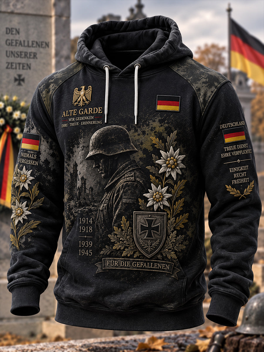 Herren-Kapuzenpullover mit langen Ärmeln und Aufdruck zum Gedenken an Veteranen