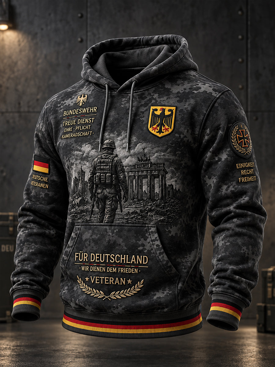 Herren-Kapuzenpullover mit langen Ärmeln und Aufdruck zum Gedenken an Veteranen