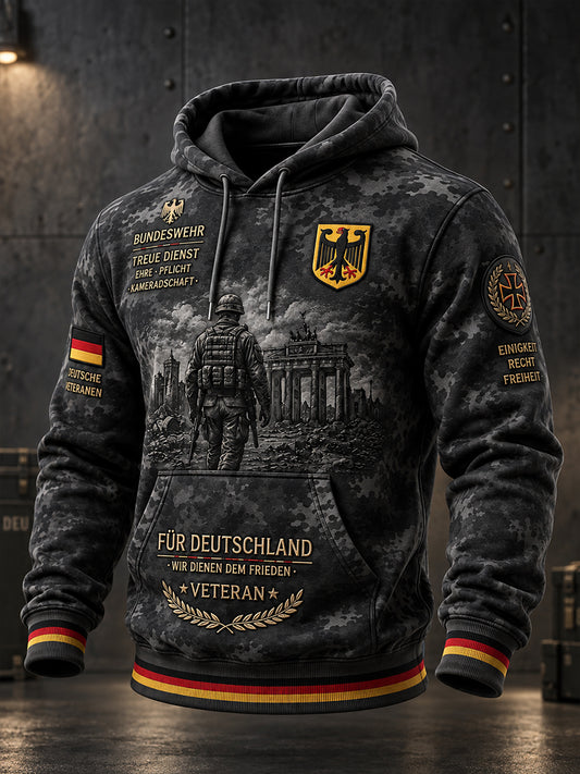 Herren-Kapuzenpullover mit langen Ärmeln und Aufdruck zum Gedenken an Veteranen