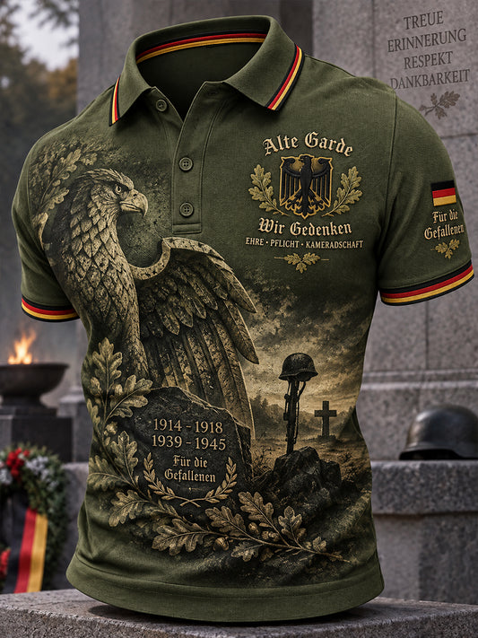 Herren-Poloshirt mit kurzen Ärmeln und Grafikdruck zum Gedenken an Veteranen