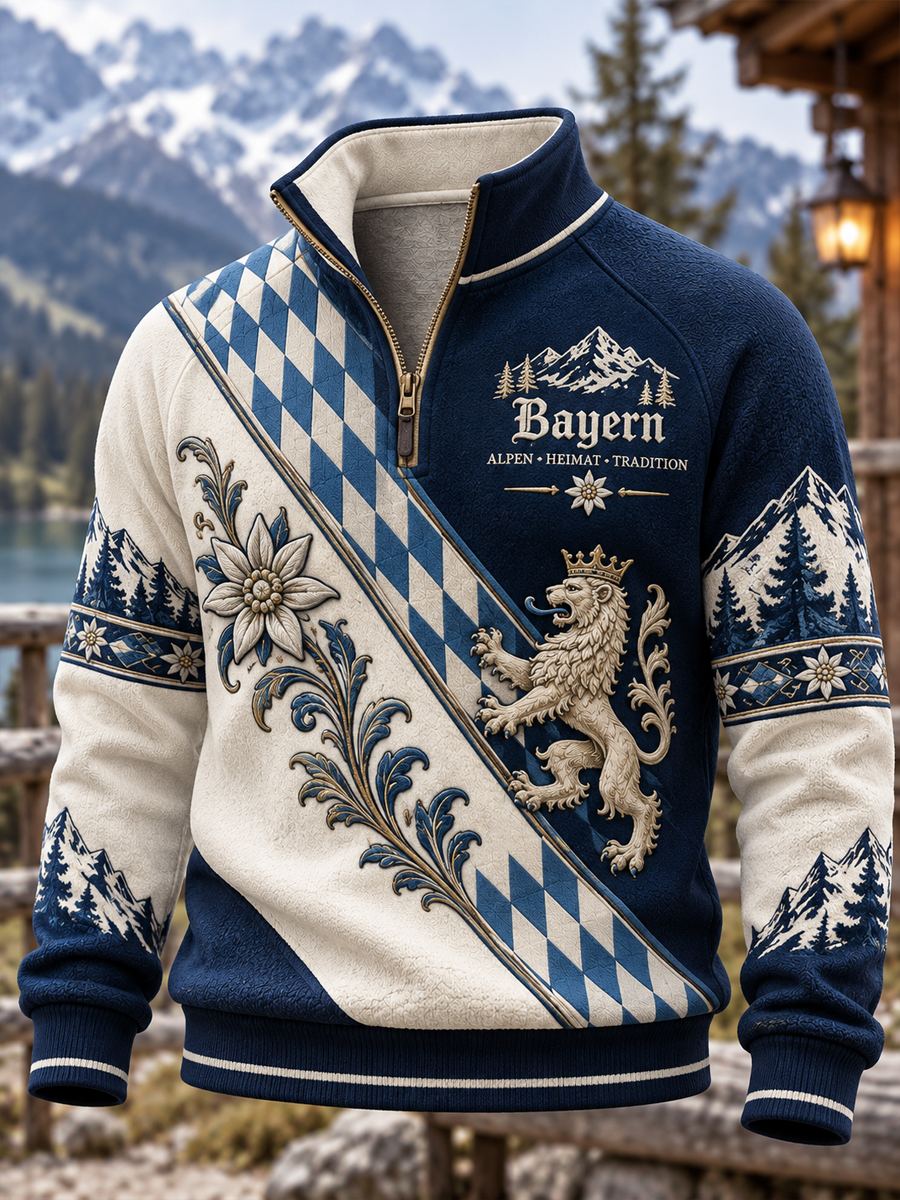 Herren-Kapuzenpullover mit Reißverschluss, Bayern-Design
