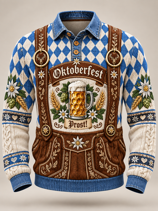 Oktoberfest-Hemd für Herren mit langen Ärmeln
