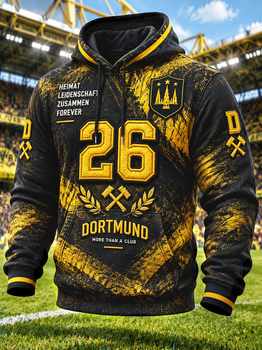 Herren Borussia Dortmund-Bedrucktes lässiges Kapuzen-Sweatshirt