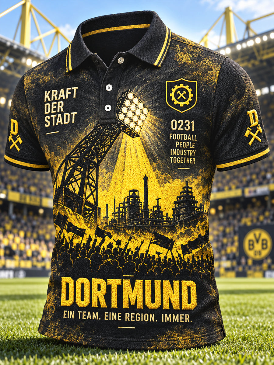 Herren Deutsch Dortmund Fußball-bedrucktes Freizeit-Polo-Shirt