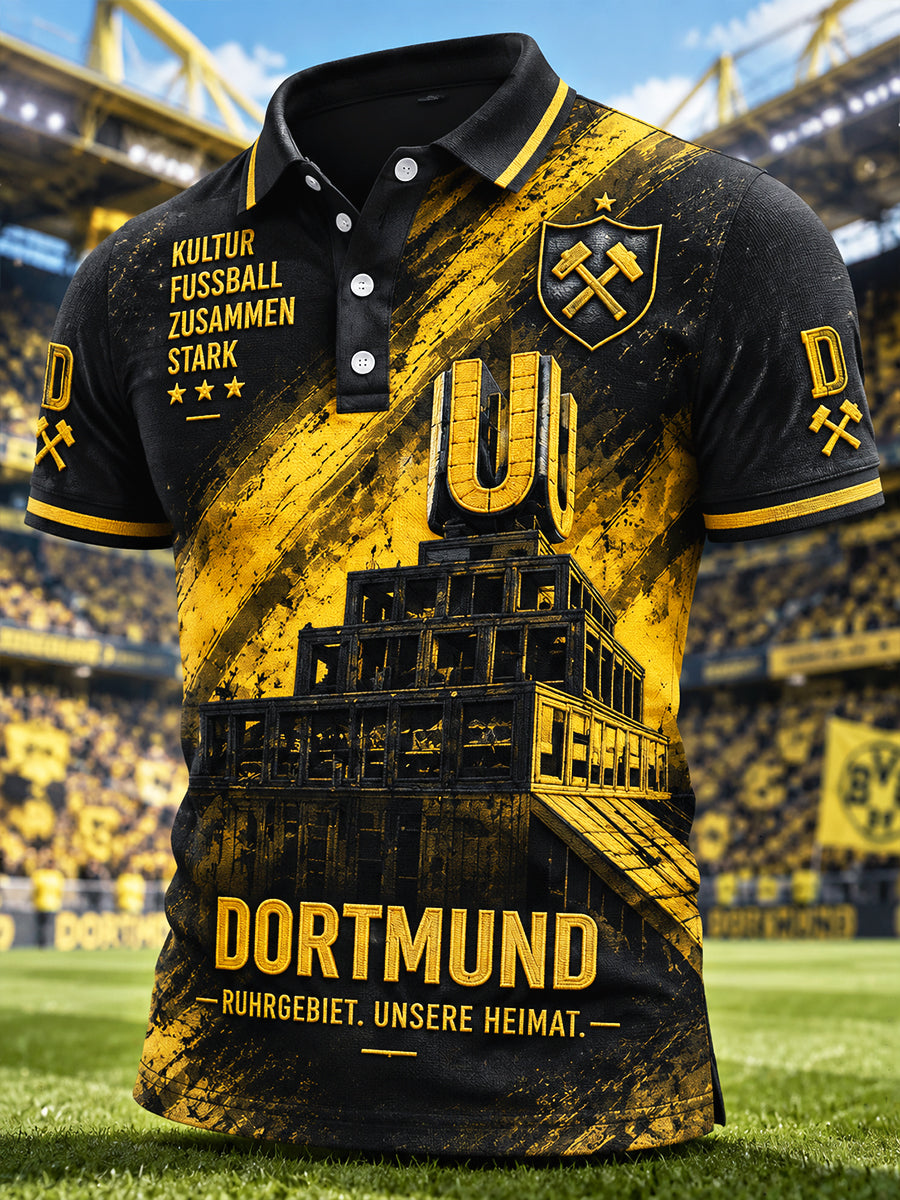 Herren deutscher Fußball Borussia Dortmund bedrucktes lässiges Polos hirt