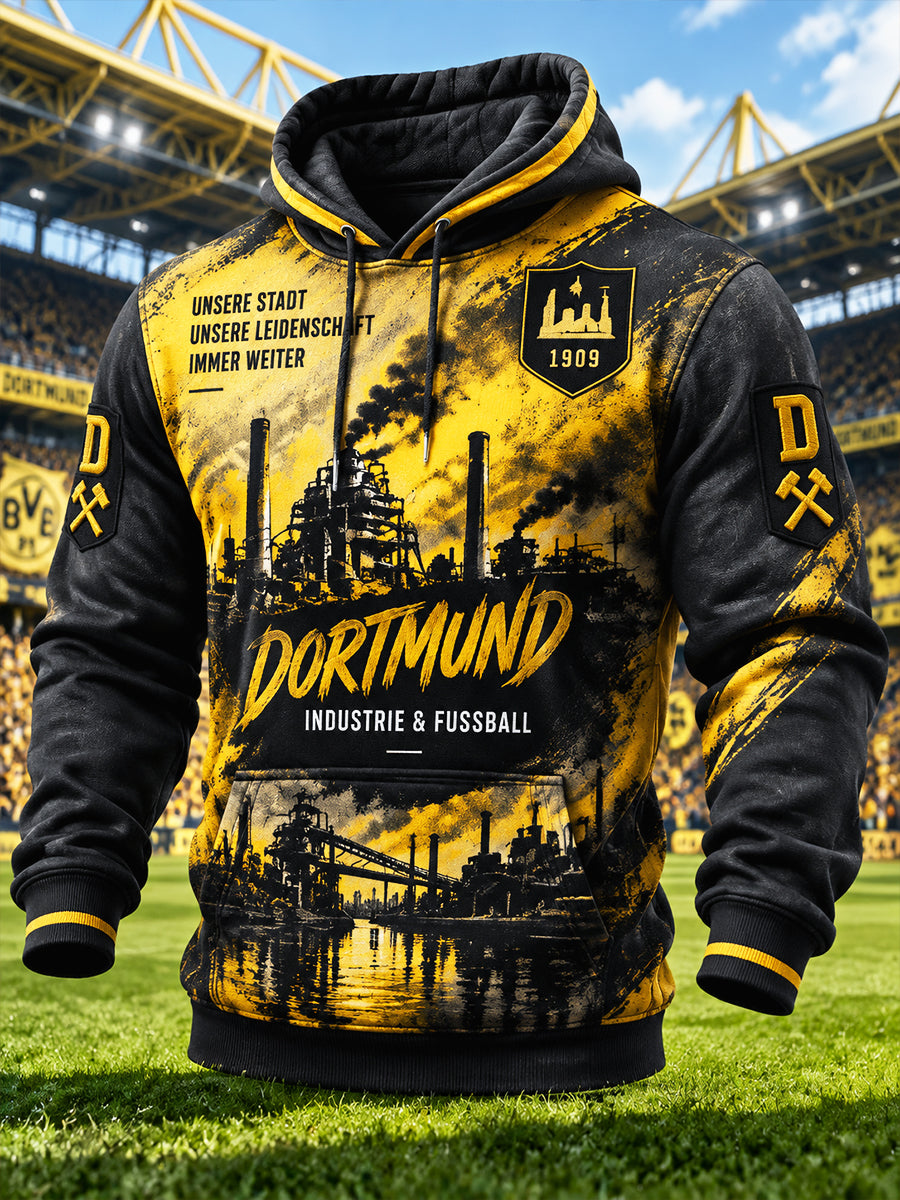 Herren Borussia Dortmund Graffiti-Print Casual Kapuzen-Sweatshirt