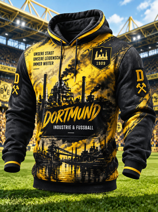 Herren Borussia Dortmund Graffiti-Print Casual Kapuzen-Sweatshirt