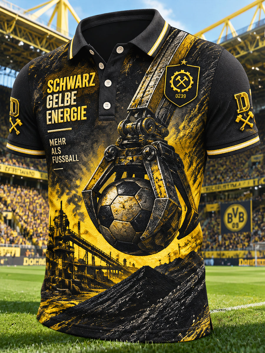 Herren deutscher Fußball Borussia Dortmund Industrie druck Casual Polo Shirt